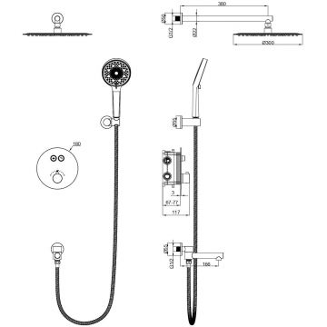 Душевая система с термостатом встраиваемая Wonzon and Woghand (Вонзон И Вогханд) , Хром WW-88929010-CR