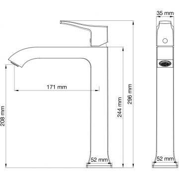Смеситель для раковины высокий Wonzon and Woghand (Вонзон И Вогханд) , Брашированное золото WW-88019072-BG