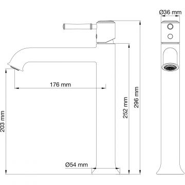 Смеситель для раковины высокий Wonzon and Woghand (Вонзон И Вогханд) , Темный графит WW-88019073-BGM