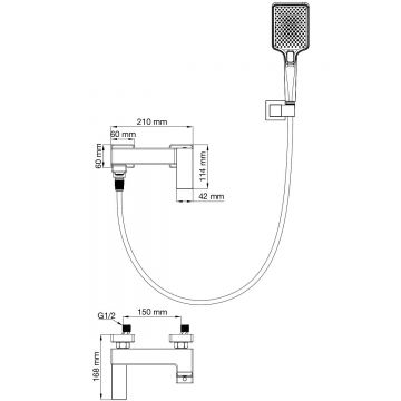 Смеситель для ванны с душем Wonzon and Woghand (Вонзон И Вогханд) , Брашированное золото WW-88037068-BG