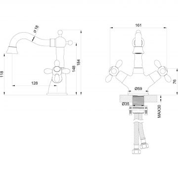 Смеситель для раковины Wonzon and Woghand (Вонзон И Вогханд) , Брашированное золото WW-88139020-BG