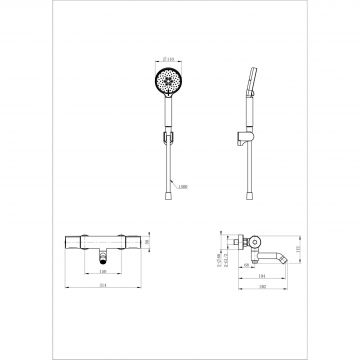 Смеситель для ванны с душем и термостатом Wonzon and Woghand (Вонзон И Вогханд) , Темный графит WW-A2006-A1-BGG
