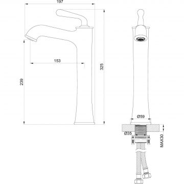 Смеситель для раковины высокий Wonzon and Woghand (Вонзон И Вогханд) , Черный матовый WW-88239008-MB