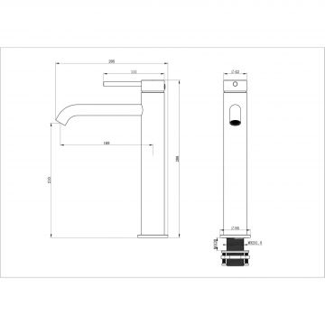 Смеситель для раковины высокий Wonzon and Woghand (Вонзон И Вогханд) , Черный матовый WW-88239017-MB