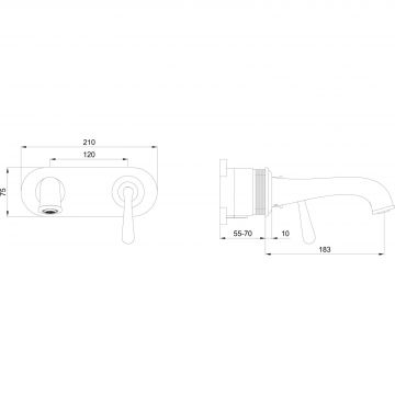 Смеситель для раковины встраиваемый Wonzon and Woghand (Вонзон И Вогханд) , Черный матовый WW-88869008-MB