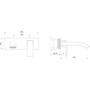Смеситель для раковины встраиваемый Wonzon and Woghand (Вонзон И Вогханд) , Брашированное золото WW-88869009-BG