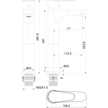 Смеситель для раковины высокий Wonzon and Woghand (Вонзон И Вогханд) , Хром WW-A40232-CR