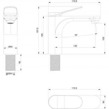 Смеситель для раковины Wonzon and Woghand (Вонзон И Вогханд) , Брашированное золото WW-A40482-BG