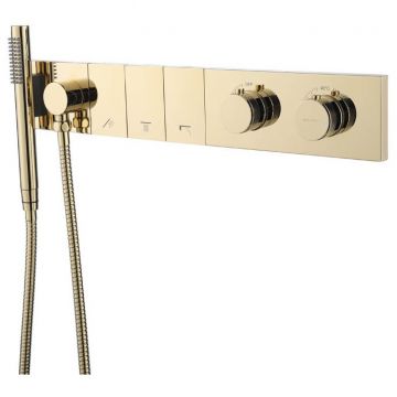 Смеситель Богеме (Boheme) Zodiac Thermo с ручным душем Gold 133-SYS-G