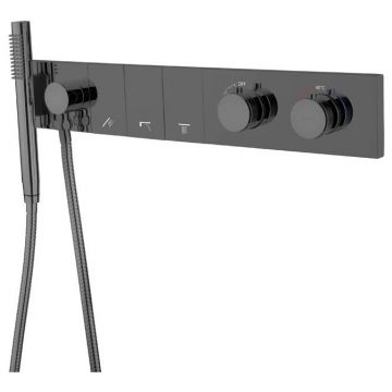 Смеситель Богеме (Boheme) Zodiac Thermo с ручным душем Shine Gun Metal 133-SYS-SGM