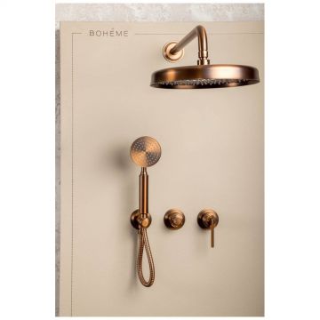 Смеситель Богеме (Boheme) встроенный + верхний+ ручной душ, Eterna Brushed Bronze 174-BRB
