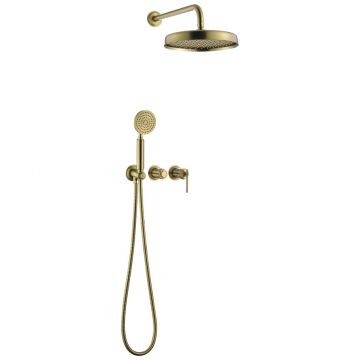 Смеситель Богеме (Boheme) встроенный + верхний+ ручной душ, Eterna Matt Gold 174-MG