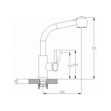 Смеситель для кухни с выдвижным изливом и режимом ″душ″ G.Lauf (Глауф) ZAP4-E090, нержавеющая сталь