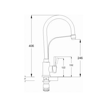 Смеситель для кухни с гибким изливом G.Lauf (Глауф) ZAP4-D090, нержавеющая сталь