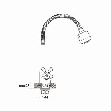 Смеситель для кухни с гибким изливом и режимом душ G.Lauf QTZ4-E827, хром