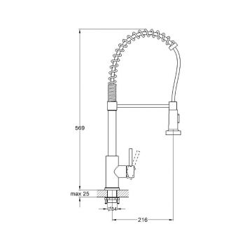 Смеситель для кухни с гибким изливом и режимом душ G.Lauf (Глауф) ZAP4-G090, нержавеющая сталь
