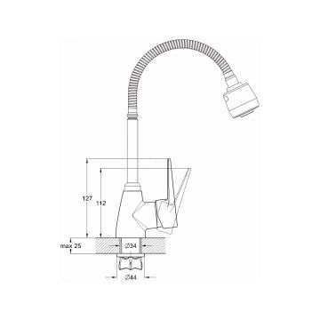 Смеситель для кухни с гибким изливом и режимом душ G.Lauf (Глауф) ZOP4-E045, хром