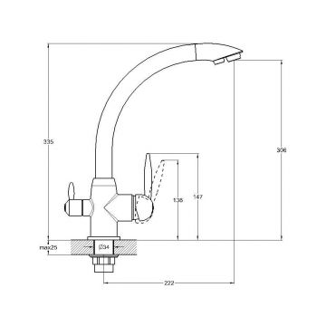 Смеситель для кухни с подключением фильтра G.Lauf (Глауф) GOP18-A093KB, черный