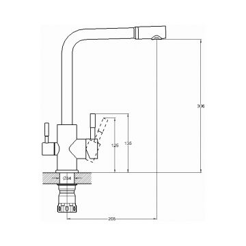 Смеситель для кухни с подключением фильтра G.Lauf (Глауф) ZAP18-A090, нержавеющая сталь