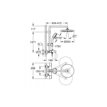 Душевая система Grohe (Гроэ) Tempesta Cosmopolitan System 250 с термостатом, хром 26672000