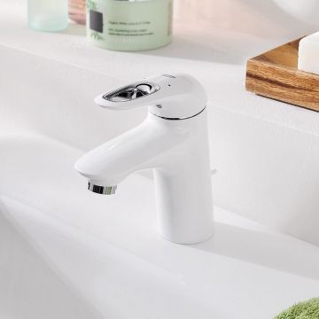 Смеситель для раковины Grohe (Гроэ) Eurostyle с донным клапаном и энергосберегающим картриджем, белая луна 23374LS3