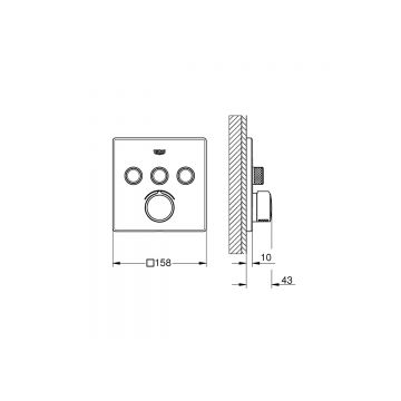 Смеситель для душа Grohe (Гроэ) Grohtherm SmartControl на 3 выхода, внешняя часть, хром 29149000