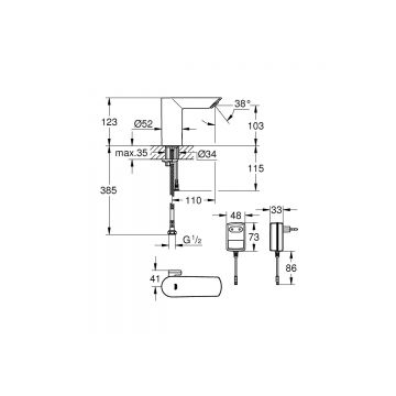 Смеситель для раковины Grohe (Гроэ) GROHE BauCosmopolitan E инфракрасный, хром 36453000