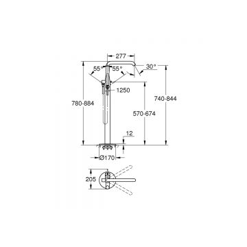 Смеситель для ванны Grohe (Гроэ) Essence с душевым гарнитуром, напольный, хром 23491001