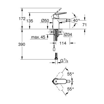 Смеситель для биде Grohe (Гроэ) Eurosmart Cosmopolitan с цепочкой, хром 32840000