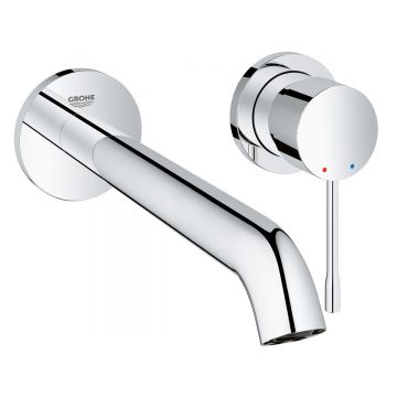 Смеситель для раковины Grohe Essence, на 2 отверстия, L-Size, настенный монтаж, вынос 230 мм, 5,7 л/мин, хром 19967001
