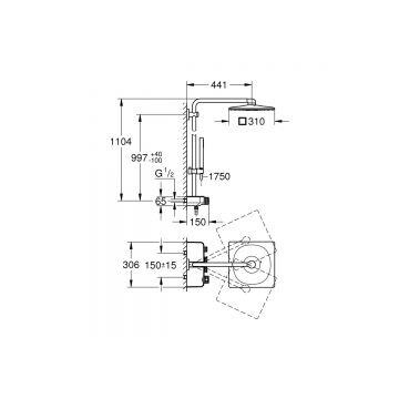 Душевая система Grohe (Гроэ) Euphoria SmartControl 310 DUO Cube с термостатом, белая луна 26508LS0