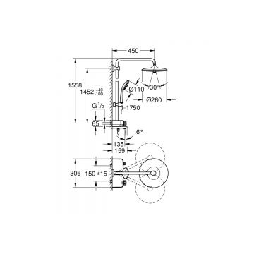 Душевая система Grohe (Гроэ) Euphoria SmartControl 260 MONO с термостатом, хром 26510000