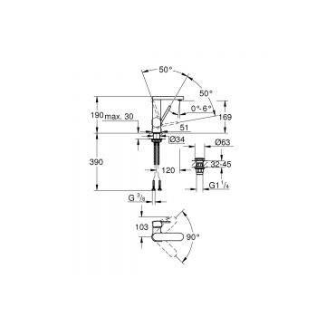 Смеситель для раковины Grohe Plus с нажимным сливным гарнитуром, M-Size, хром 23872003