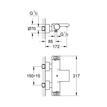 Смеситель для ванны Grohe Grohtherm 2000 (XL Waterfal), термостатический, хром 34174001