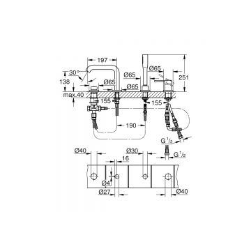 Смеситель для ванны Grohe Essence на 4 отверстия, хром 19578001