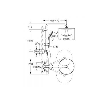 Душевая система Grohe (Гроэ) Euphoria, холодный рассвет глянец 26075GL0