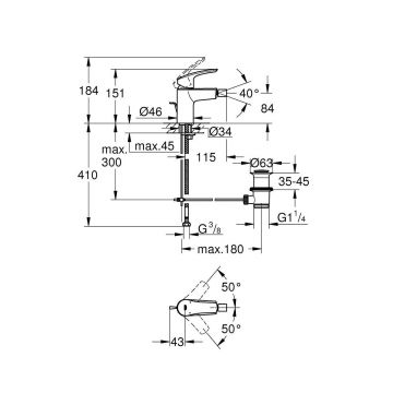 Смеситель для биде Grohe (Гроэ) Eurosmart с донным клапаном, хром 32929003
