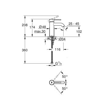 Смеситель для раковины Grohe Essence, S size, фантомный чёрный 24172KF1