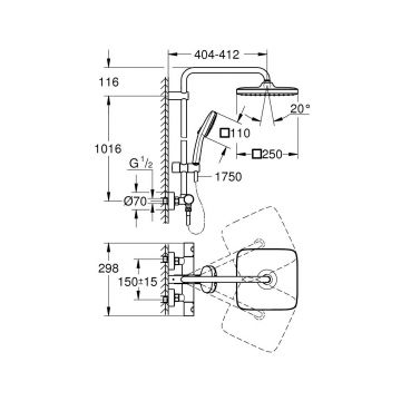 Душевая система Grohe (Гроэ) Tempesta System 250 Cube с термостатом, хром 26689001