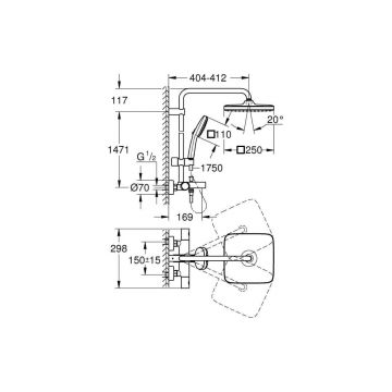 Душевая система Grohe (Гроэ) Tempesta System 250 Cube с термостатом, хром 26691001