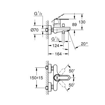 Смеситель для ванны Grohe (Гроэ) Get 32887000, хром
