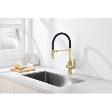 Смеситель для кухни Ganzer (Ганзер) GZ07127-S под фильтр, матовое золото