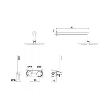 Смеситель для ванны и душа Ganzer (Ганзер) GZ19164-R скрытого монтажа, розовое золото