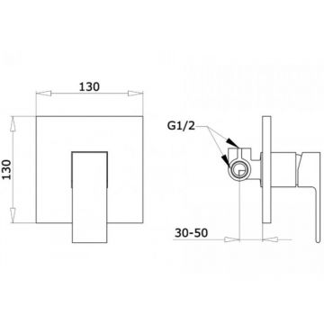 Комплект скрытого монтажа Ganzer (Ганзер) GZ5303 Квадрат Хром
