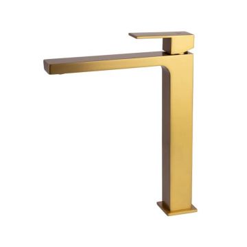 Смеситель для раковины Kaiser (Кайзер) Cube тюльпан высокий, Brushed gold 01311-3