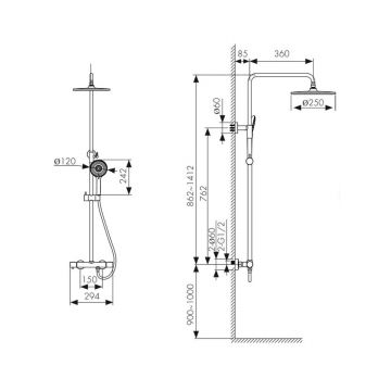 Душевая система с термостатом Kaiser (Кайзер) Serio, Chrome 5577