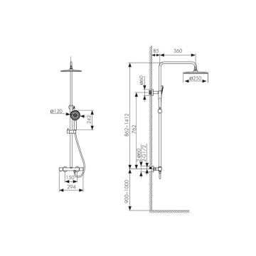 Душевая система с термостатом Kaiser (Кайзер) Serio, Brushed gold 05577-3