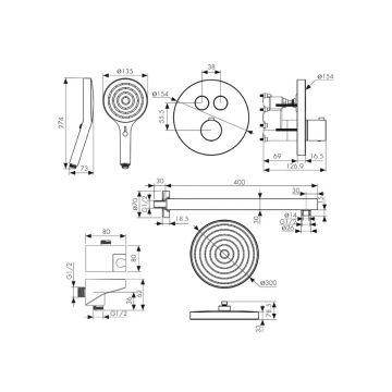 Душевая система с термостатом Kaiser (Кайзер) Sano, скрытого монтажа, White matt 08277-4