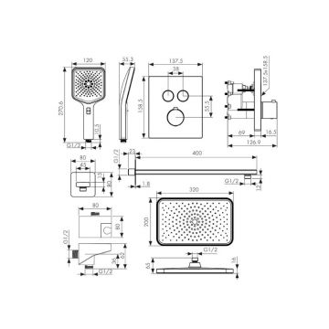 Душевая система с термостатом Kaiser (Кайзер) Sano, скрытого монтажа, Brushed gold 08477-3