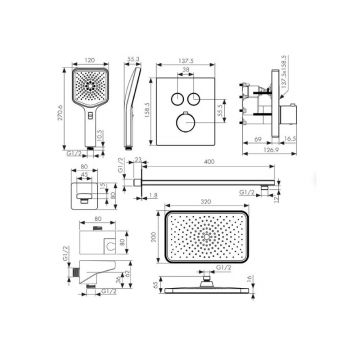 Душевая система с термостатом Kaiser (Кайзер) Sano, скрытого монтажа, Black matt 08477-9